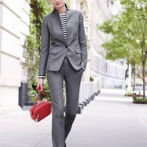 J.Crew Elegant Gray Wool Double-Breasted Women's Blazer